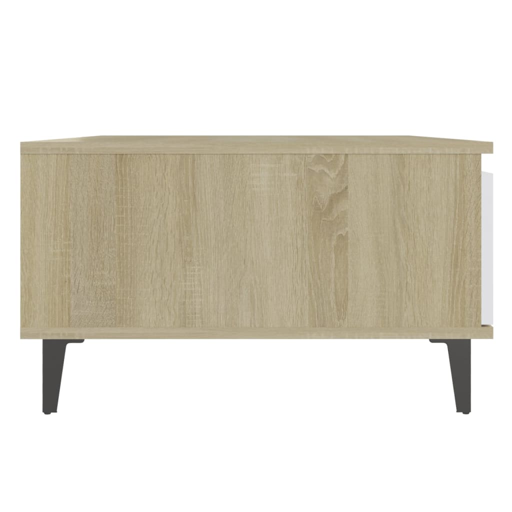 vidaXL Coffee Table White and Sonoma Oak 90x60x35 cm Engineered Wood