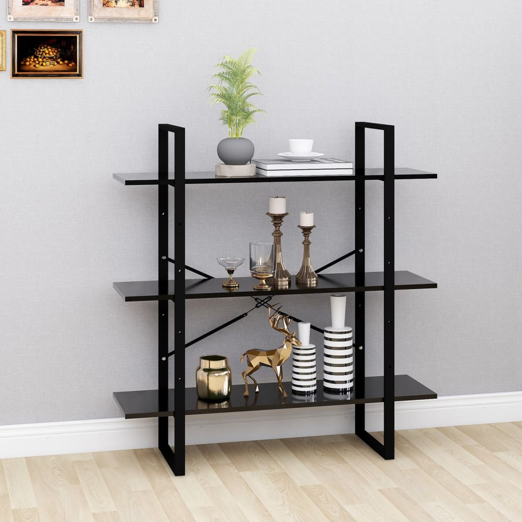 vidaXL Book Cabinet Black 100x30x105 cm Engineered Wood