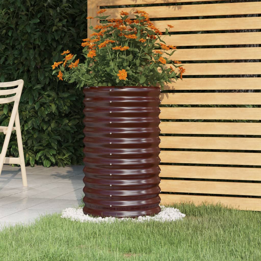 vidaXL Garden Planter Powder-coated Steel 40x40x68 cm Brown