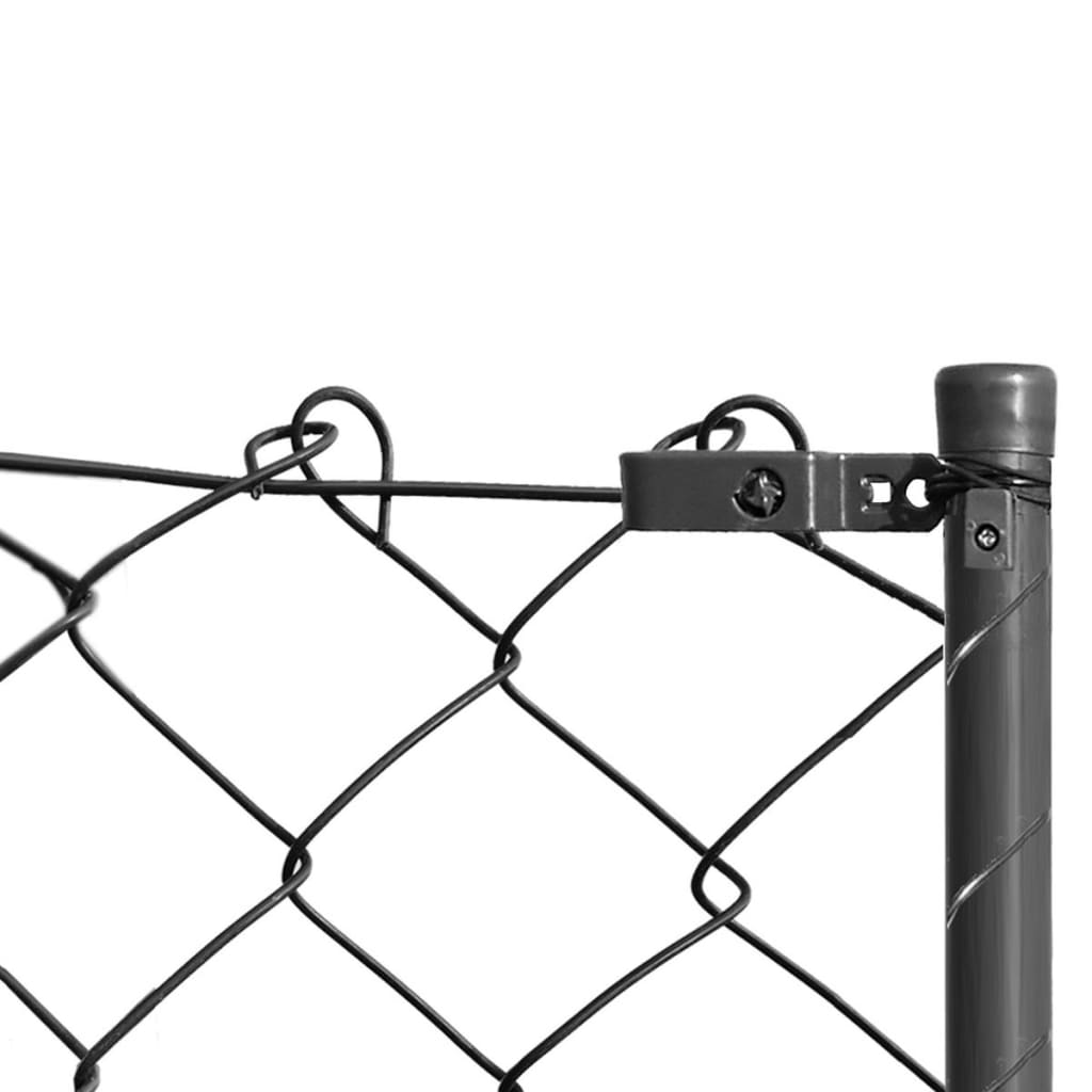 vidaXL Chain Link Fence with Posts and Hardware 1x25 m Grey