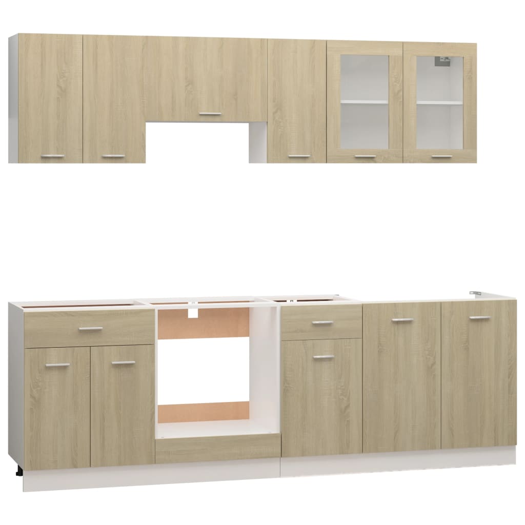 vidaXL 8 Piece Kitchen Cabinet Set Sonoma Oak Engineered Wood | vidaXL.ie