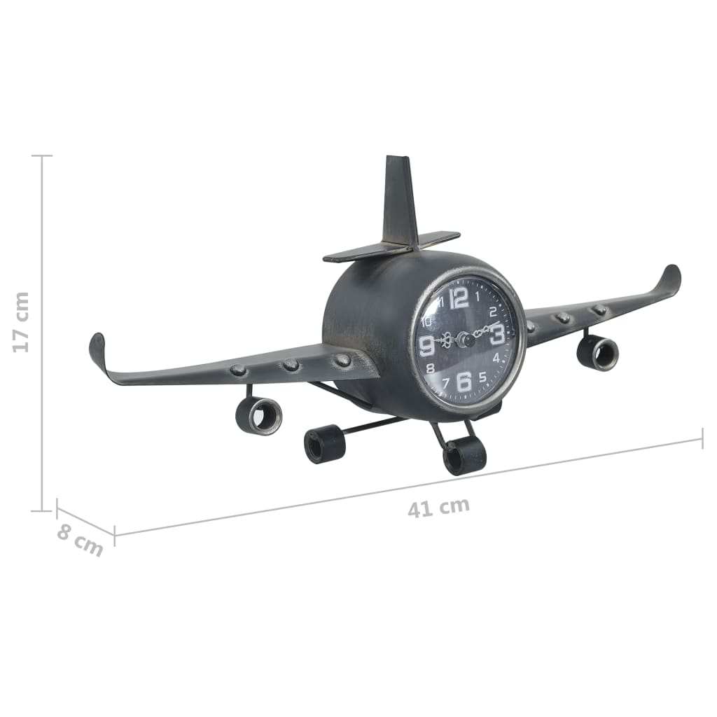 vidaXL Aviator Clock Grey 41x8x17 cm Metal