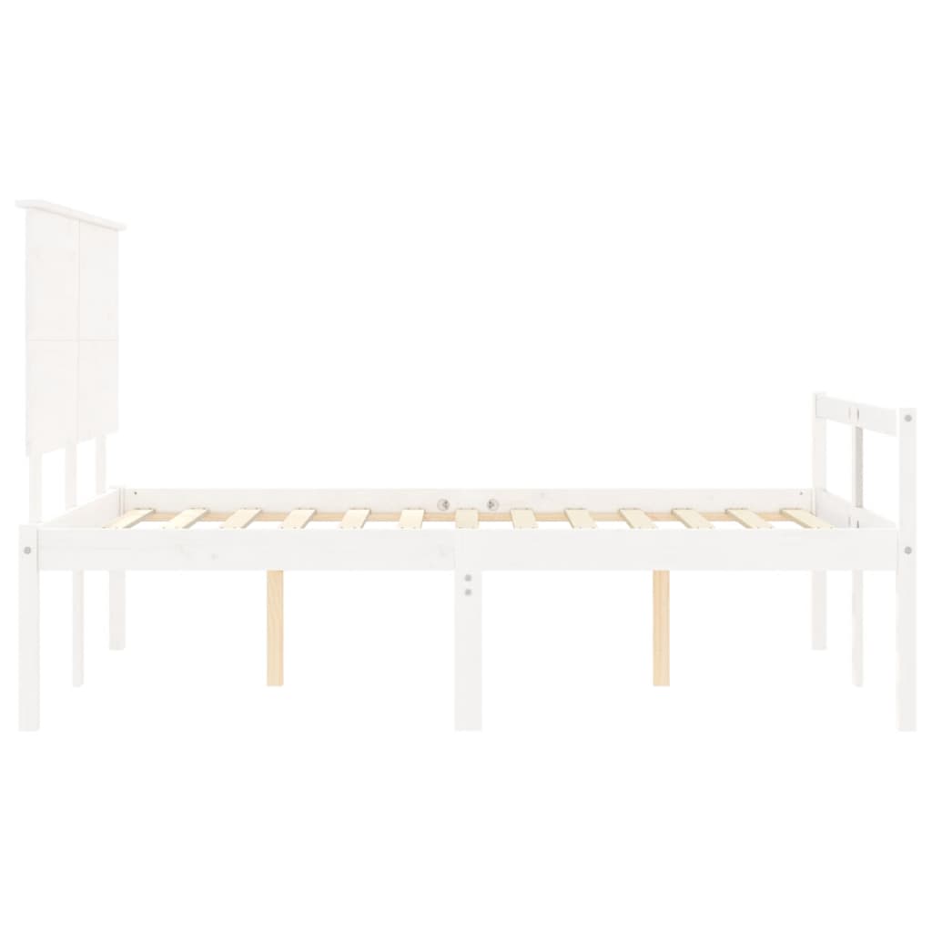 vidaXL Bed Frame with Headboard White Small Double Solid Wood