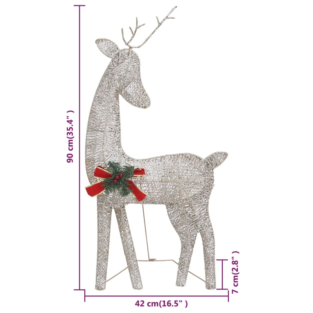 vidaXL Christmas Reindeer Family 270x7x90 cm Gold Warm White Mesh