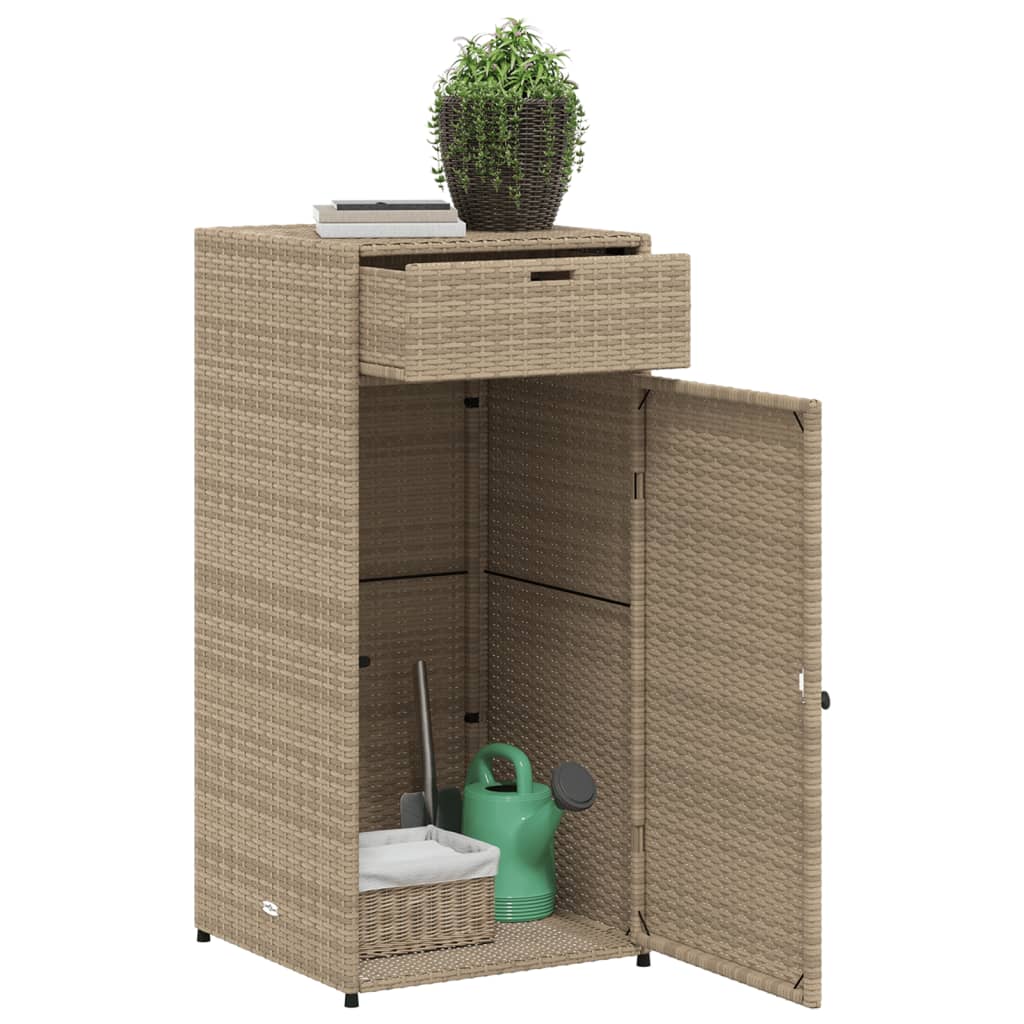 vidaXL Garden Storage Cabinet Beige 55x55x111 cm Poly Rattan