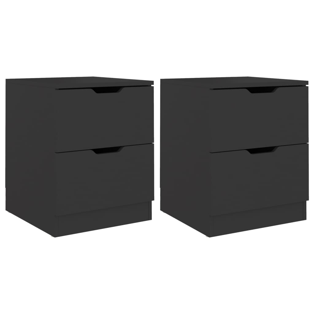 vidaXL Bedside Cabinets 2 pcs Black 40x40x50 cm Engineered Wood