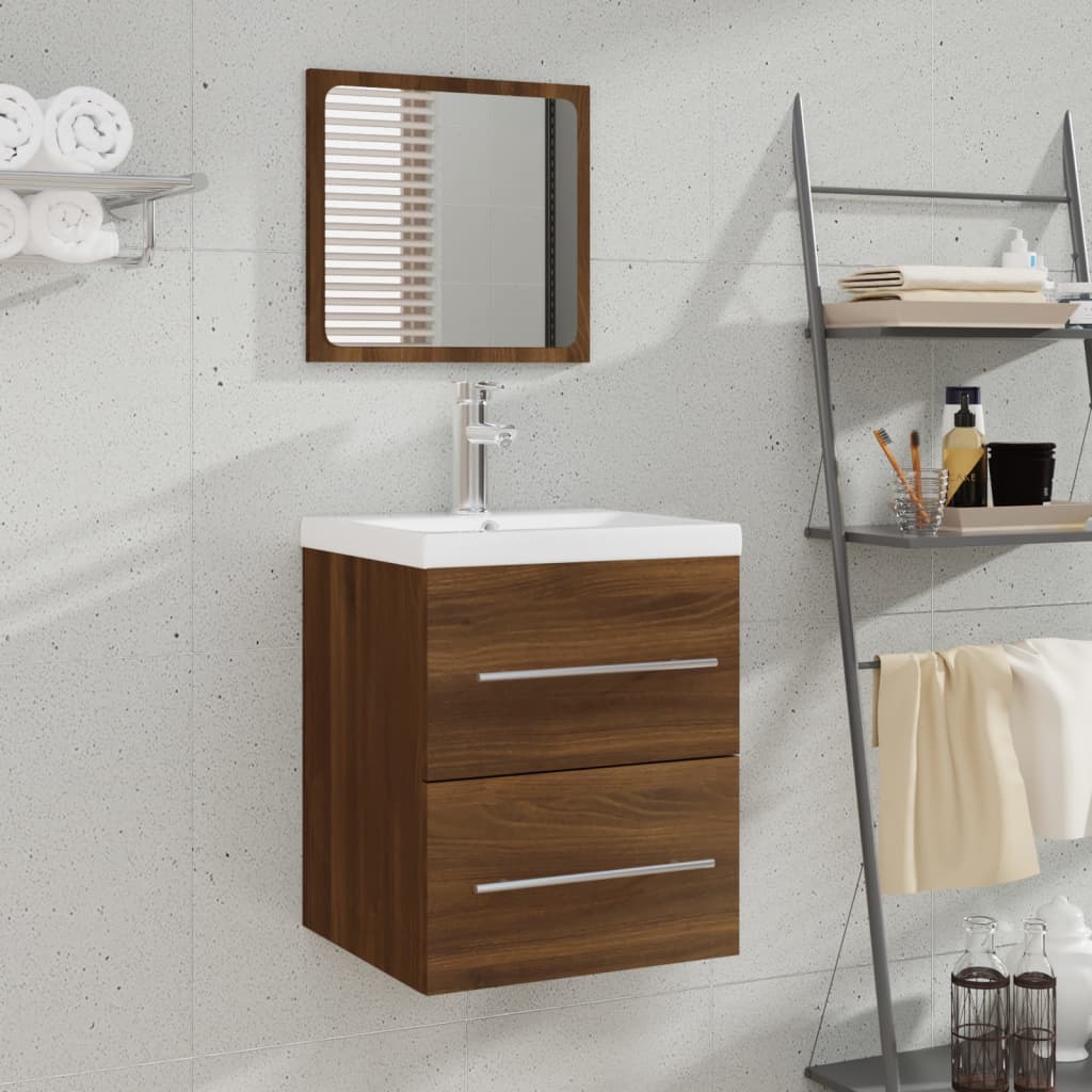 vidaXL Bathroom Cabinet with Mirror Brown Oak 41x38.5x48 cm Engineered Wood