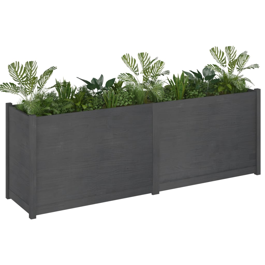 vidaXL Garden Planter Grey 200x50x70 cm Solid Pinewood