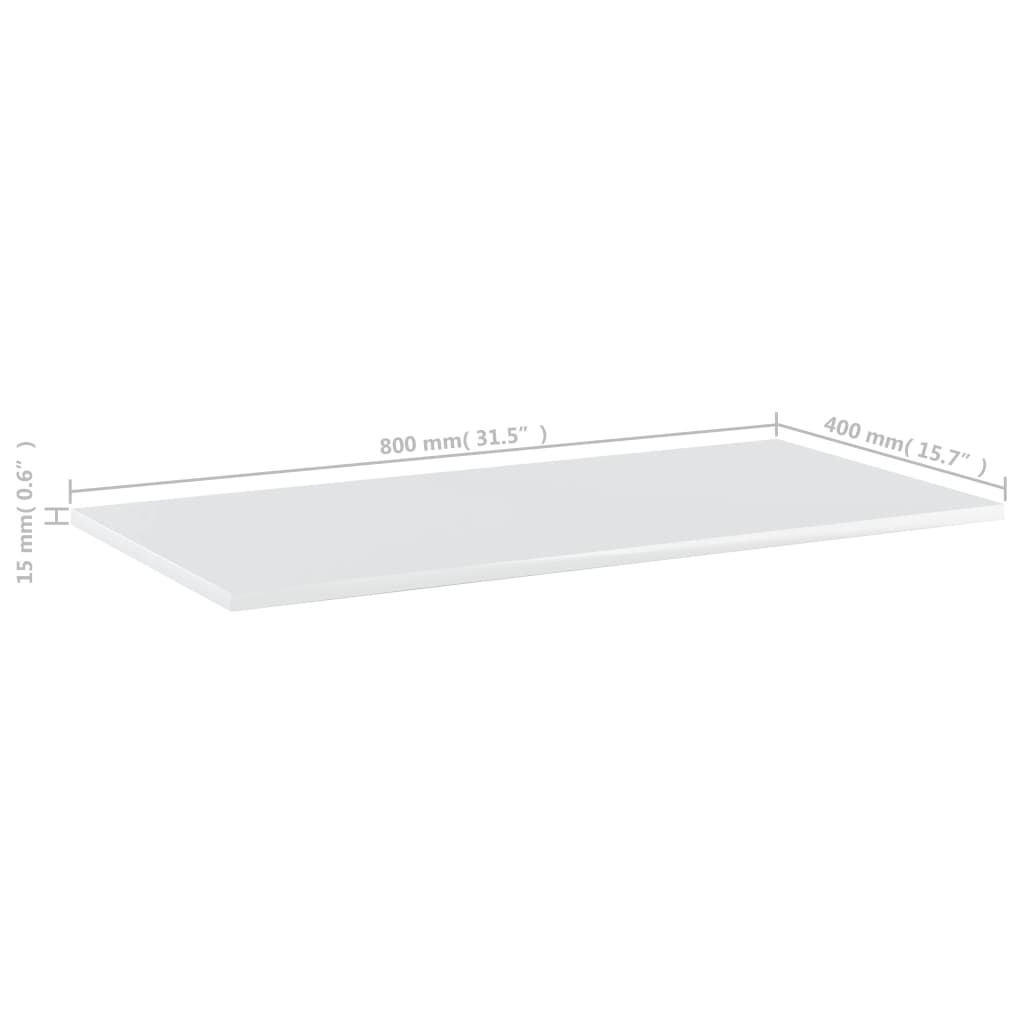 vidaXL Bookshelf Boards 8 pcs High Gloss White 80x40x1.5 cm Engineered Wood