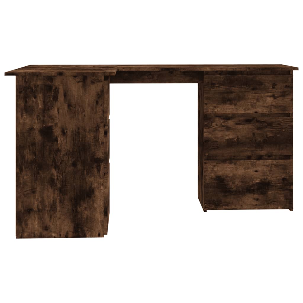 vidaXL Corner Desk Smoked Oak 145x100x76 cm Engineered Wood