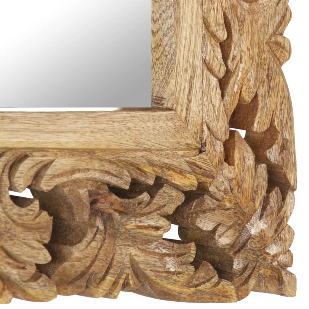 vidaXL Hand Carved Mirror Brown 50x50 cm Solid Mango Wood