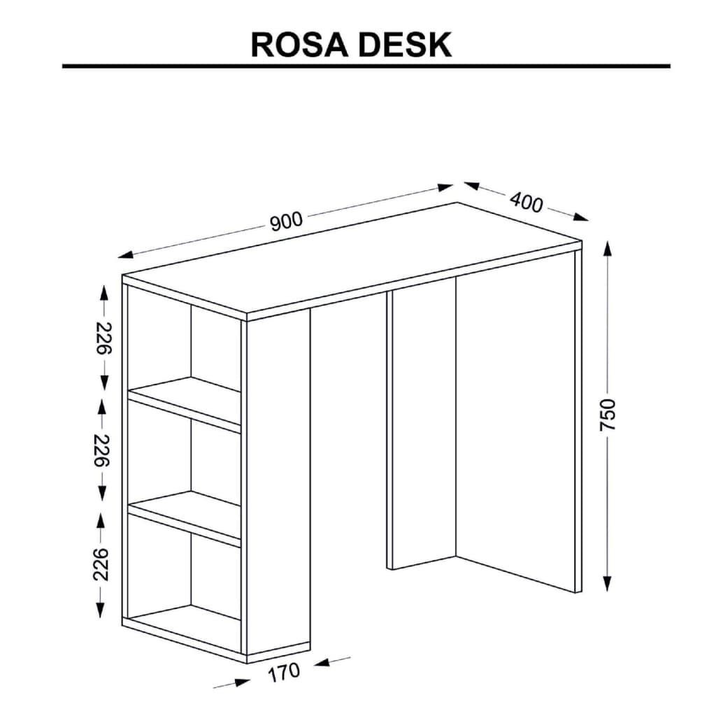 Homemania Computer Desk Rosa 90x40x75 cm White and Oak