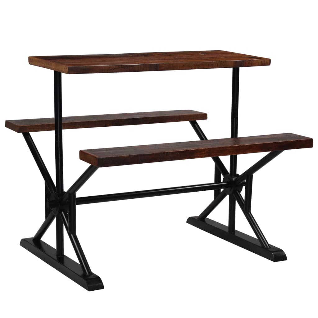 vidaXL Bar Table with Benches Solid Reclaimed Wood 120x50x107 cm