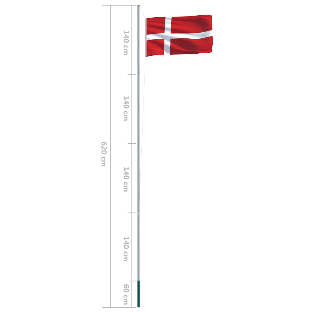 vidaXL Denmark Flag and Pole Aluminium 6.2 m