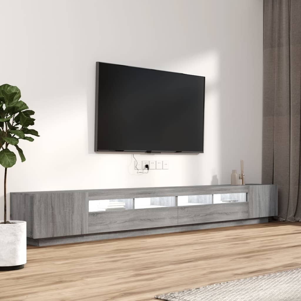 vidaXL 3 Piece TV Cabinet Set with LED Lights Grey Sonoma Engineered Wood