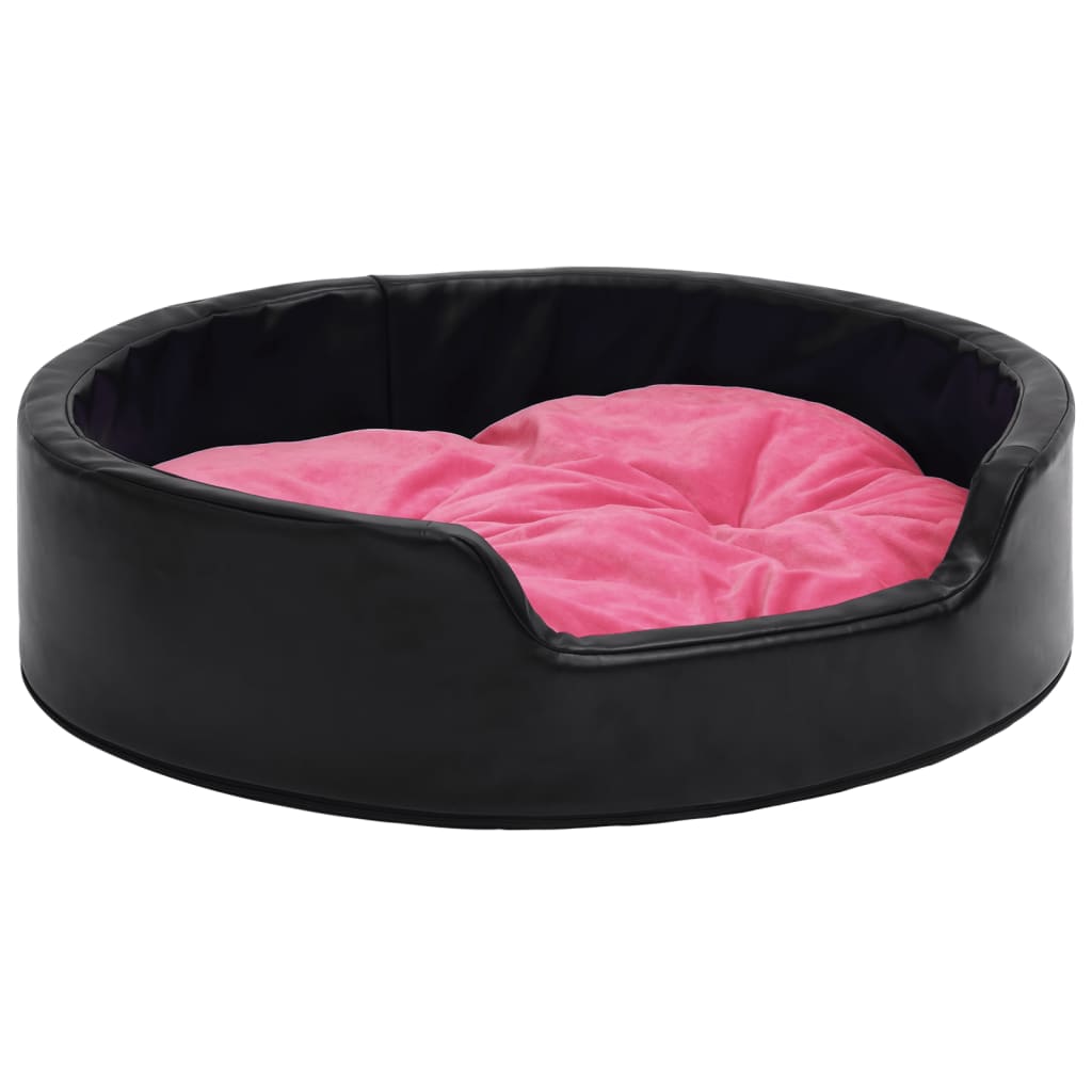 vidaXL Dog Bed Black and Pink 79x70x19 cm Plush and Faux Leather