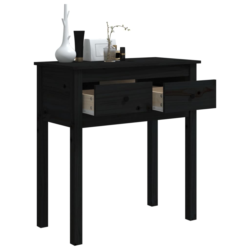 vidaXL Console Table Black 70x35x75 cm Solid Wood Pine
