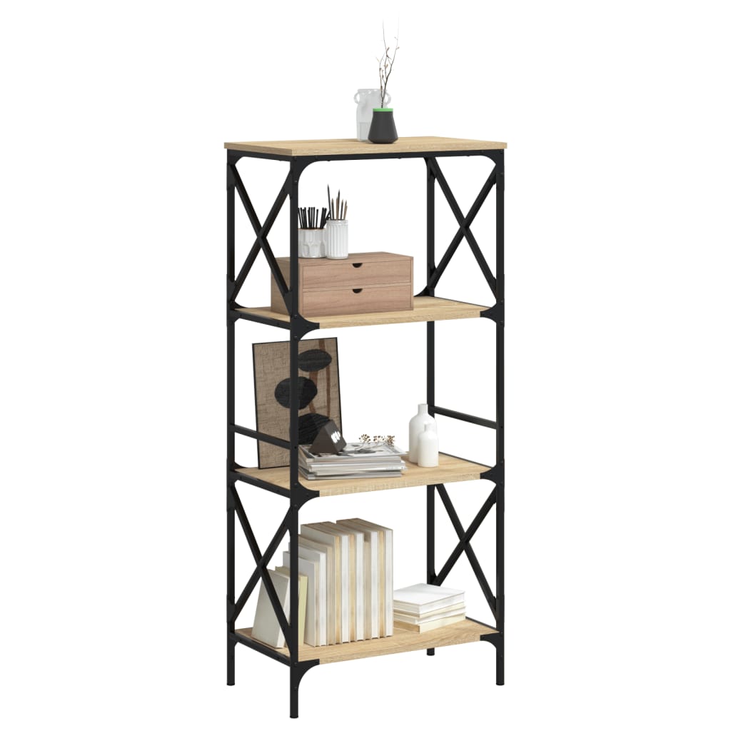 vidaXL Bookcase 4-Tier Sonoma Oak 59x35x132 cm Engineered Wood
