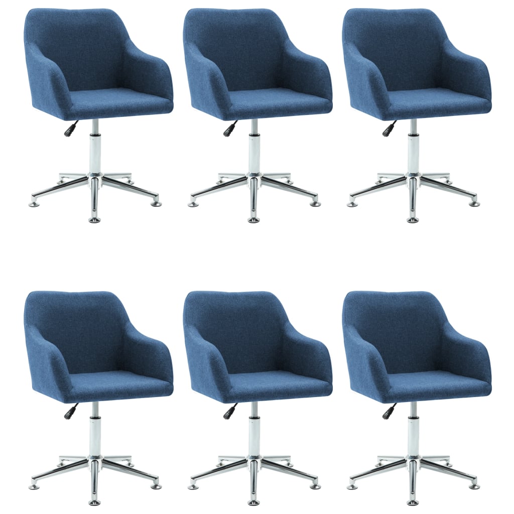 vidaXL Swivel Dining Chairs 6 pcs Blue Fabric