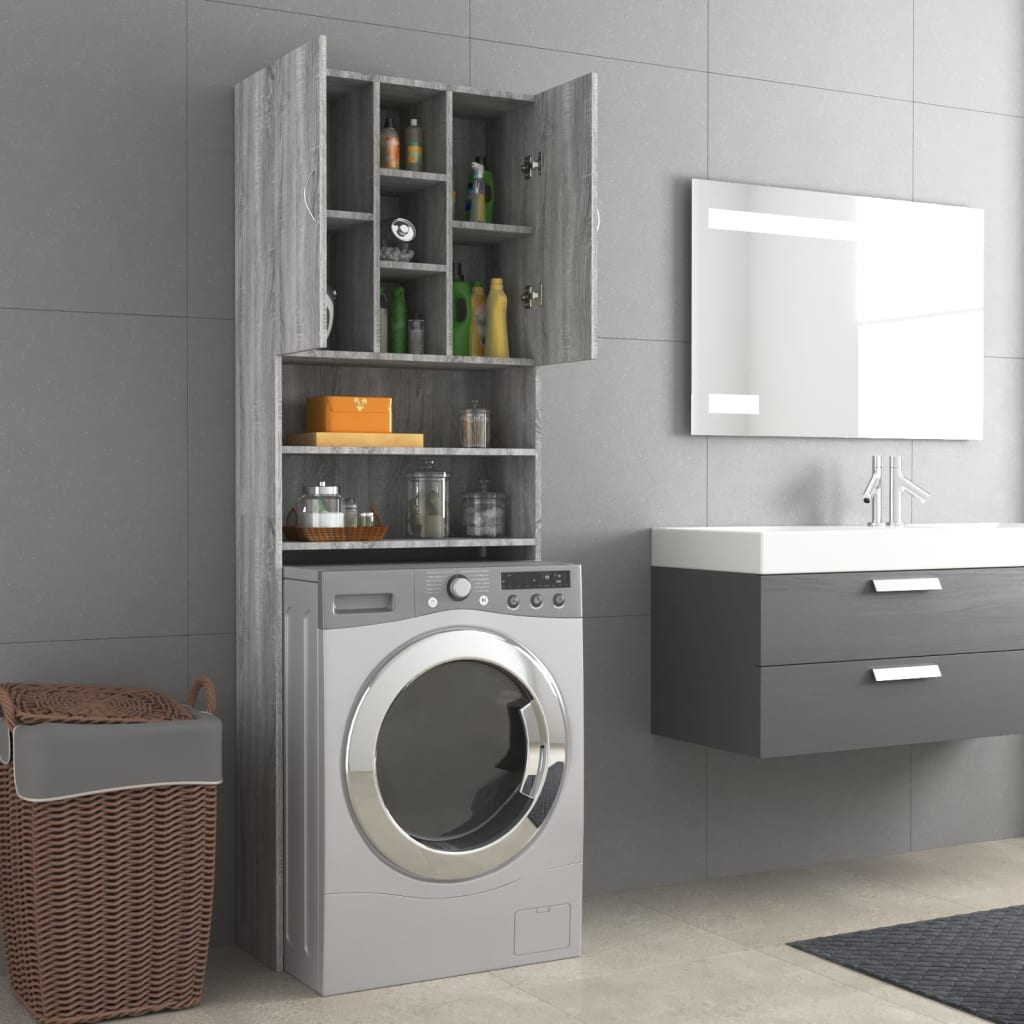 vidaXL Washing Machine Cabinet Grey Sonoma 64x25.5x190 cm