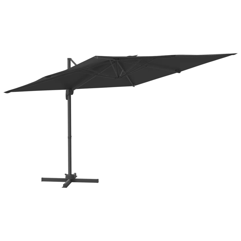 vidaXL LED Cantilever Umbrella Black 400x300 cm