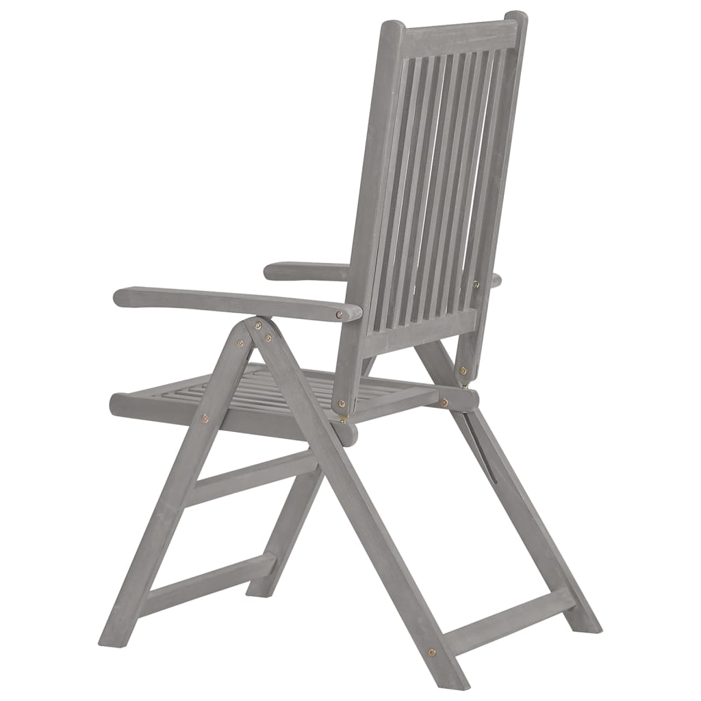 vidaXL Garden Reclining Chairs 4 pcs Grey Solid Acacia Wood