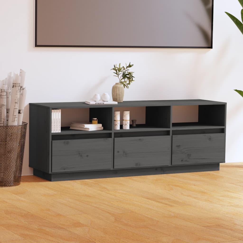 vidaXL TV Cabinet Grey 140x37x50 cm Solid Wood Pine
