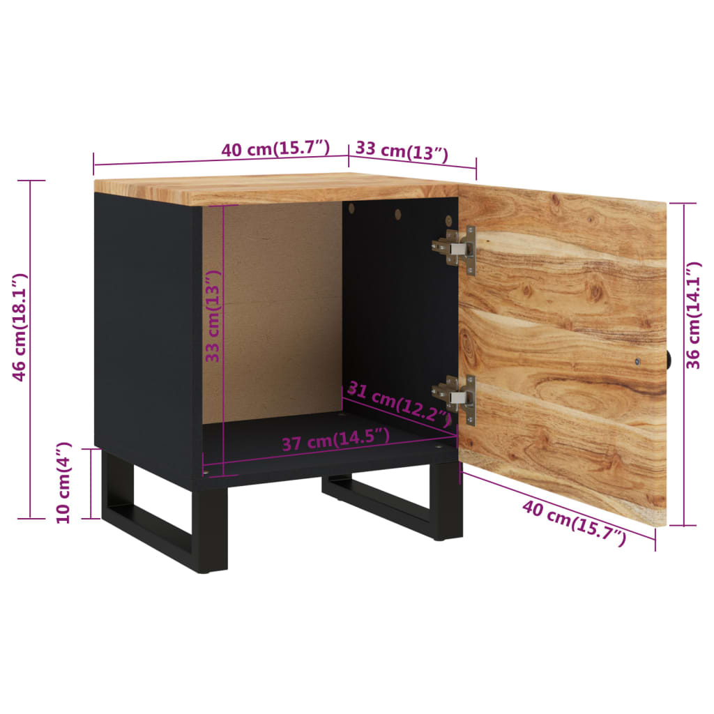 vidaXL Bedside Cabinets 2 pcs 40x33x46 cm Solid Wood Acacia