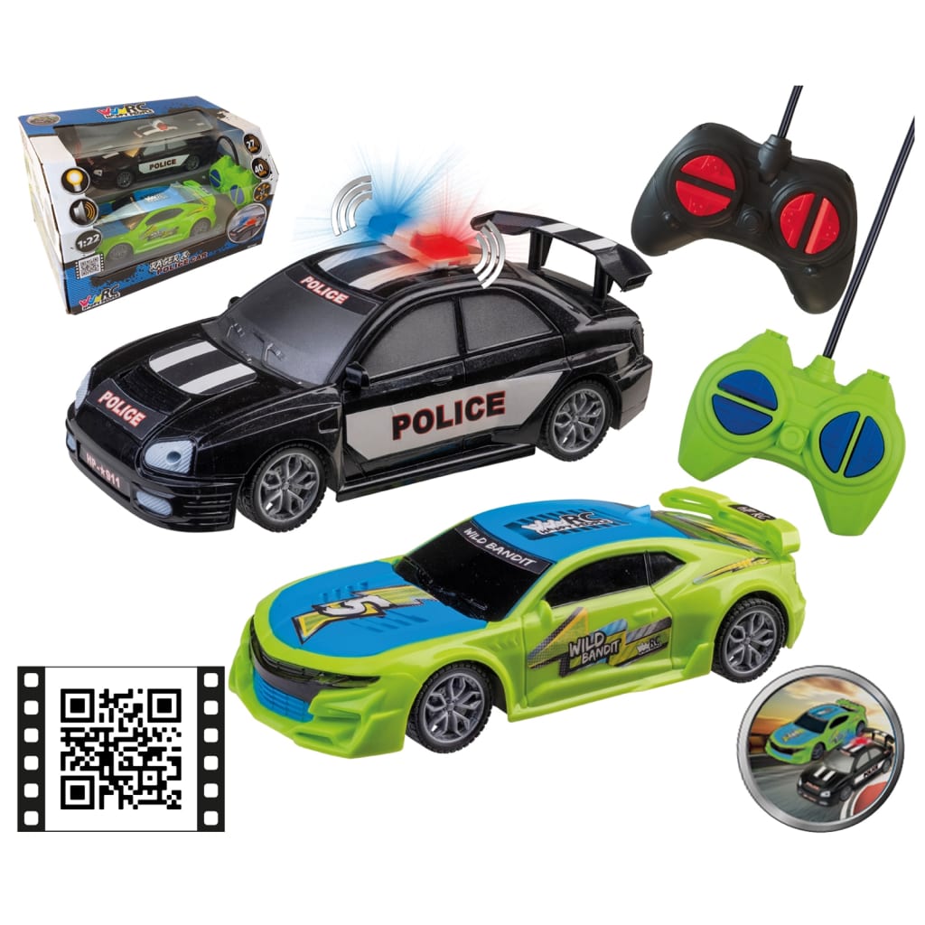 Happy People Radio-controlled Toy Racer and Police Car Set 1:22