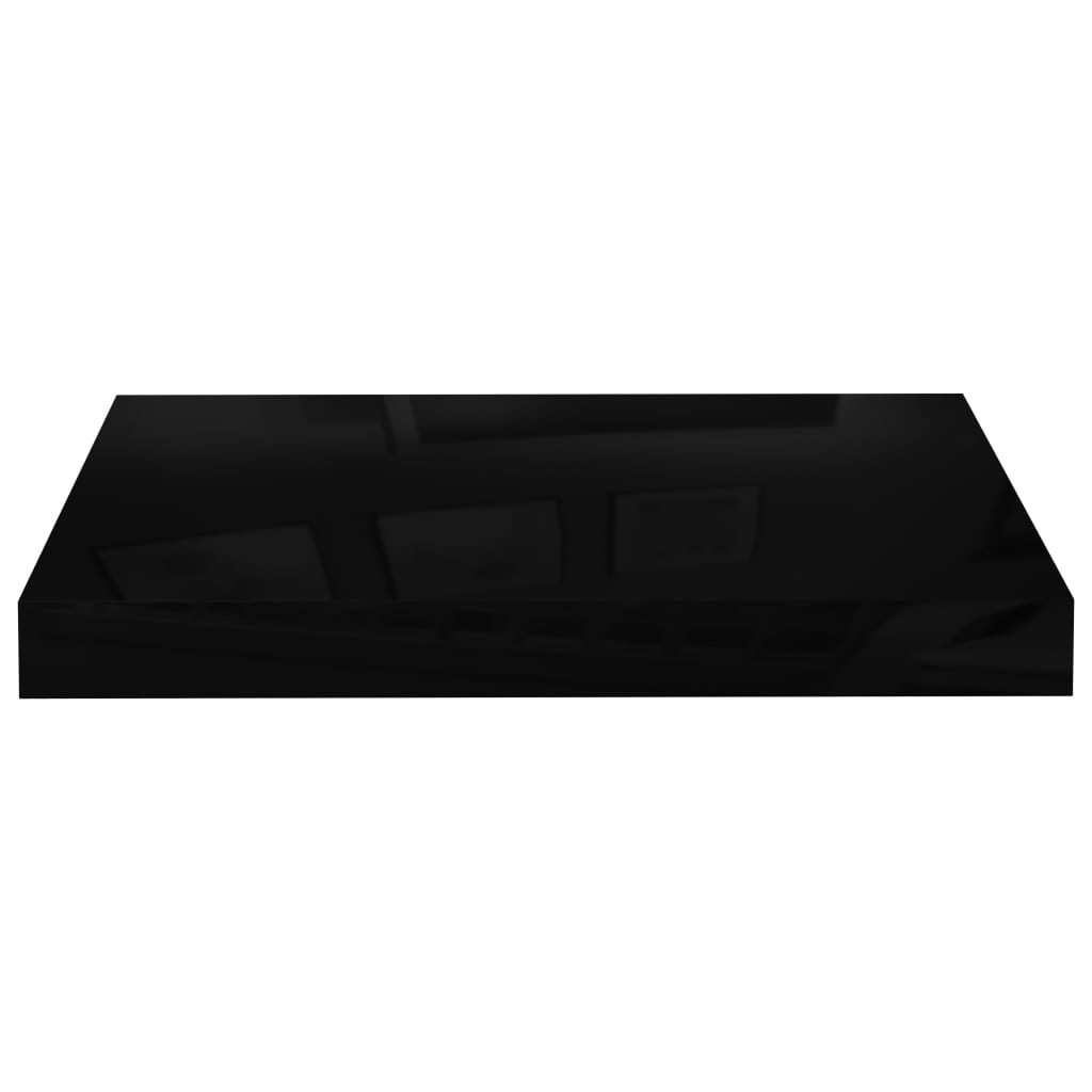 vidaXL Floating Wall Shelves 2 pcs High Gloss Black 40x23x3.8 cm MDF