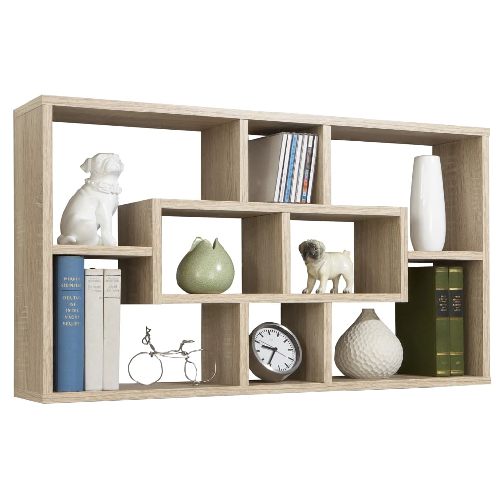 FMD Wall-mounted Shelf Rectangular with 8 Compartments Oak Tree
