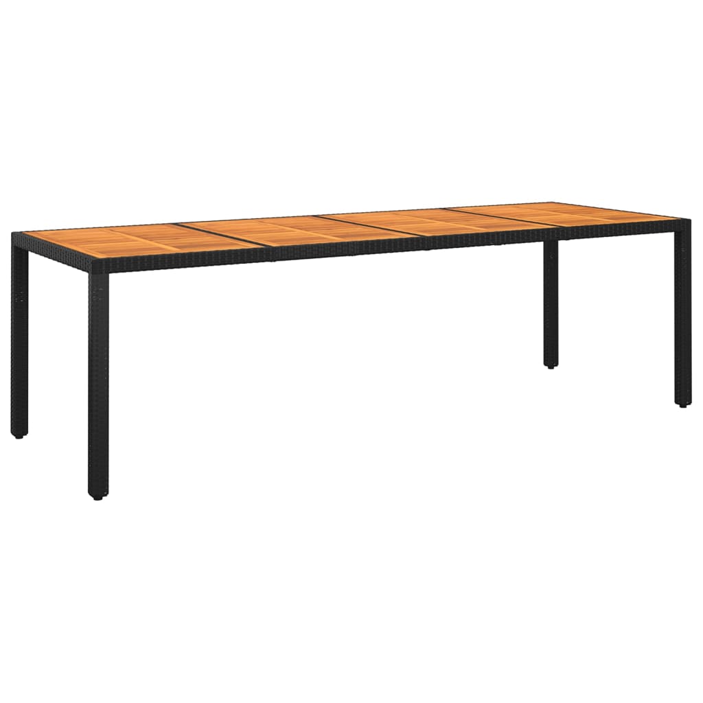 vidaXL Garden Table 250x100x75 cm Acacia Wood and Poly Rattan Black