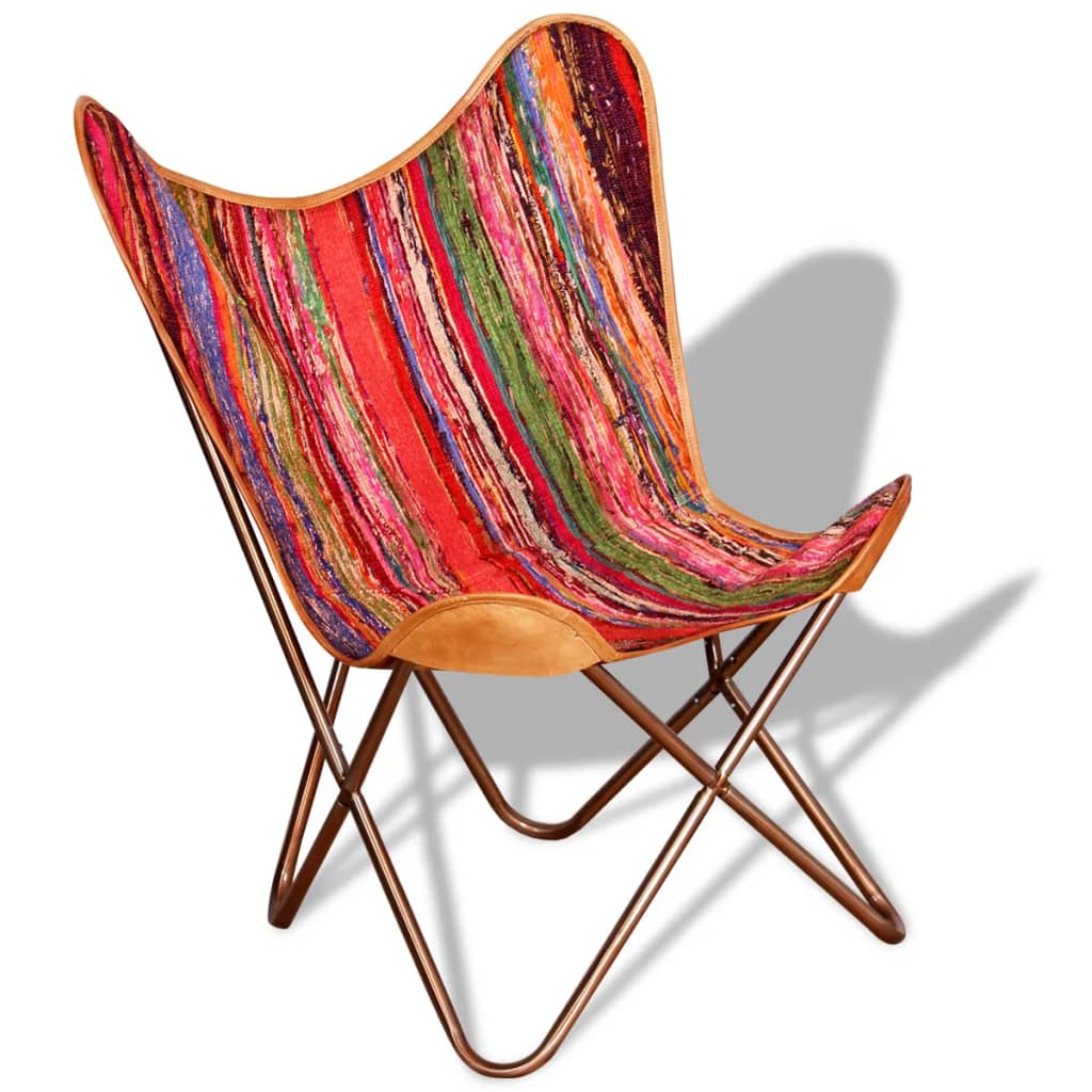 vidaXL Butterfly Chairs 2 pcs Multicolour Chindi Fabric