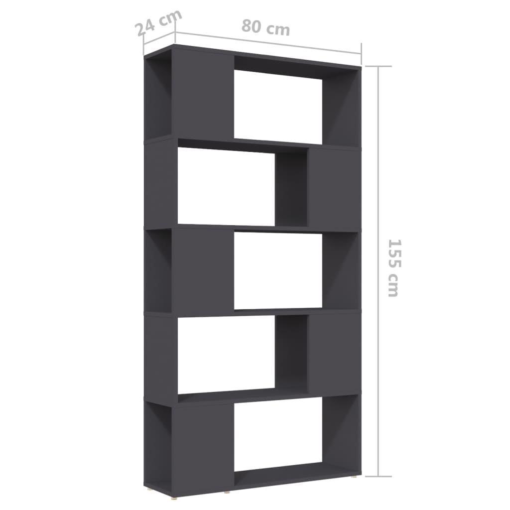 vidaXL Book Cabinet Room Divider Grey 80x24x155 cm Engineered Wood