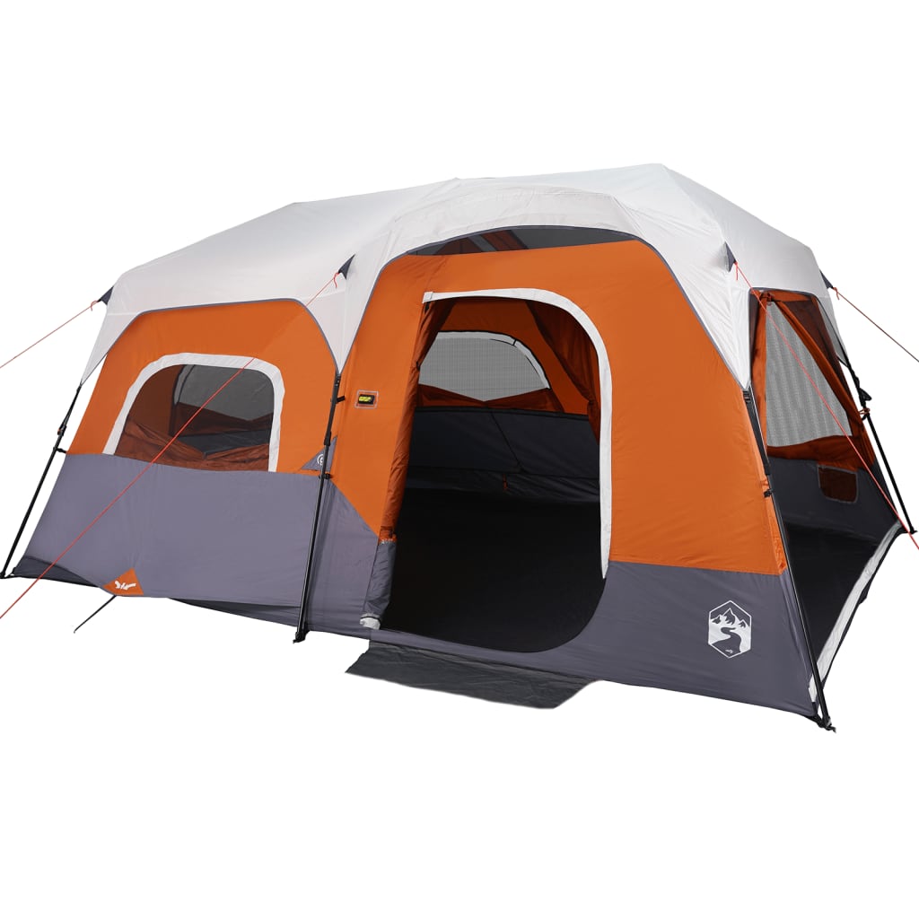 vidaXL Family Tent with LED 9-Person Light Grey and Orange Quick Release