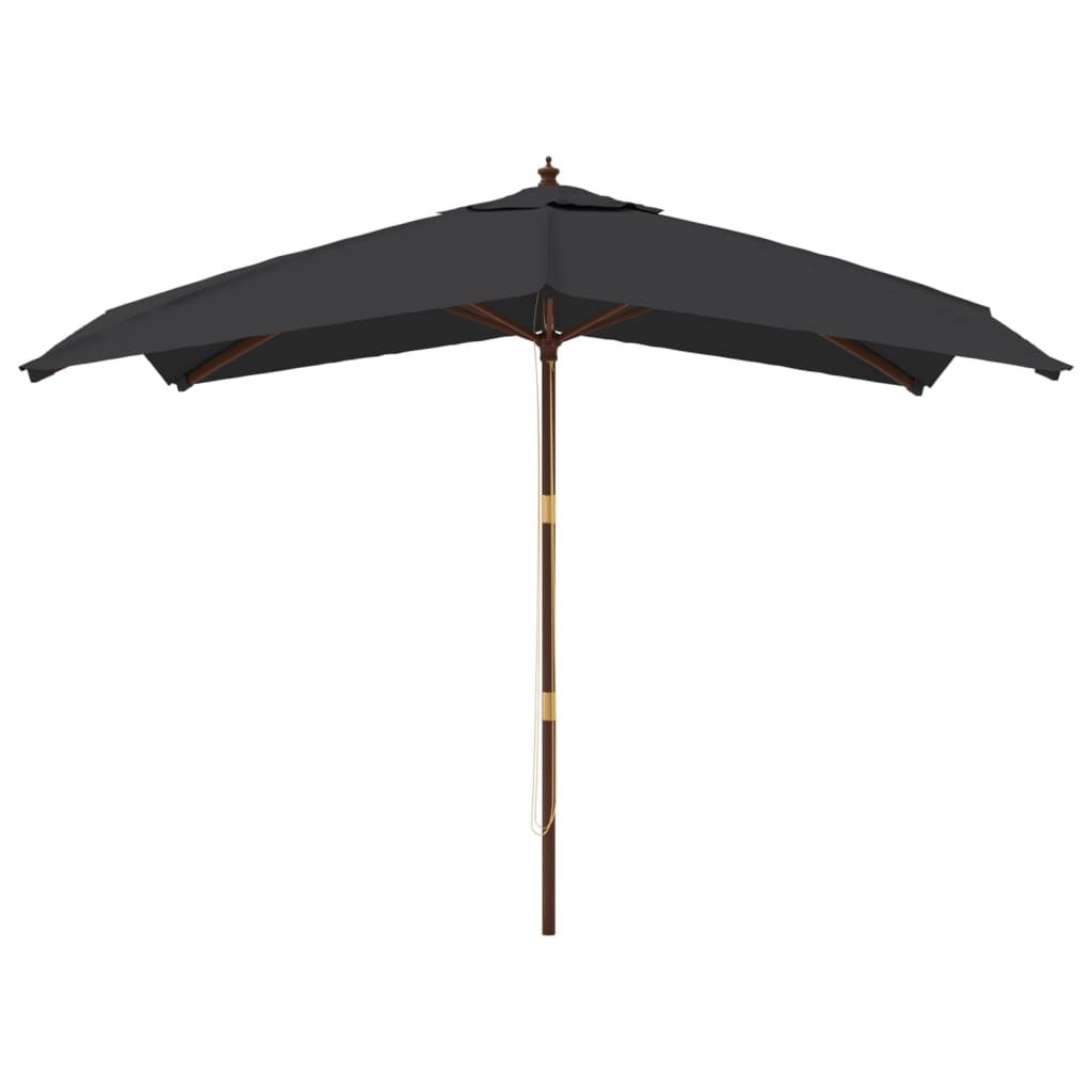 vidaXL Garden Parasol with Wooden Pole Black 300x300x273 cm