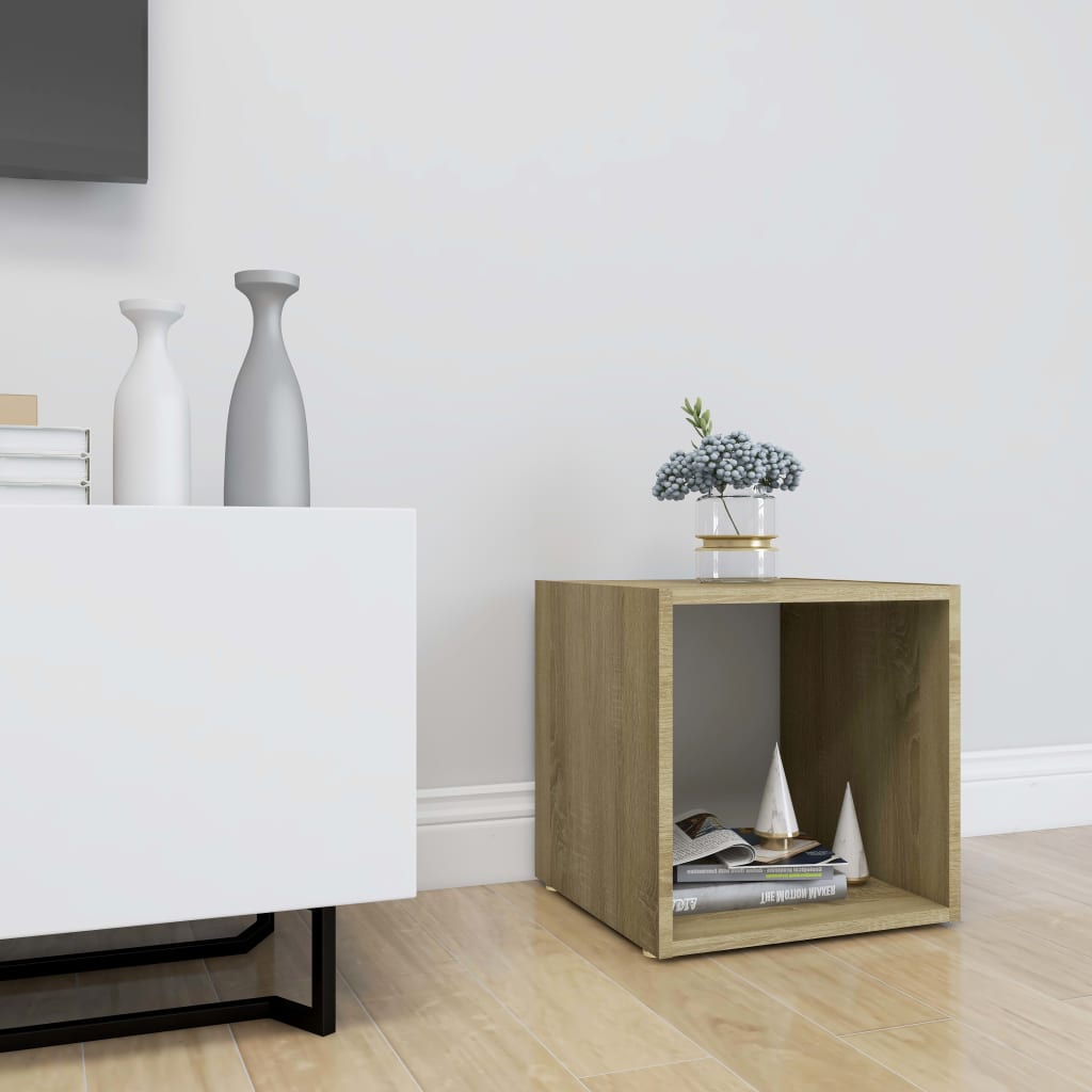 vidaXL TV Cabinet White and Sonoma Oak 37x35x37 cm Engineered Wood