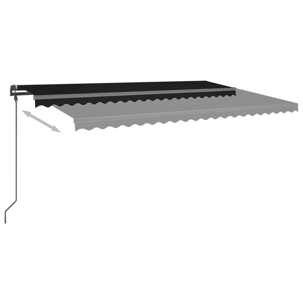 vidaXL Automatic Retractable Awning with Posts 5x3 m Anthracite