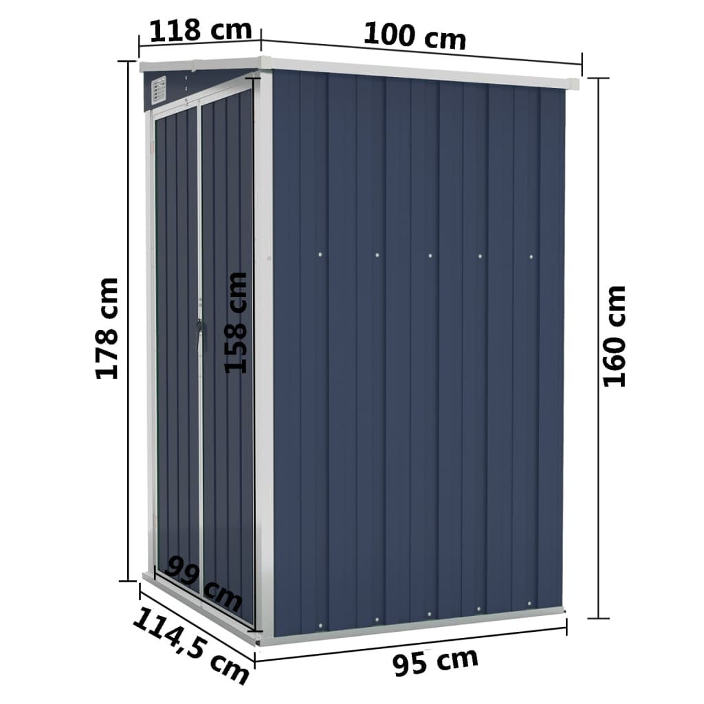 vidaXL Wall-mounted Garden Shed Anthracite 118x100x178 cm Steel