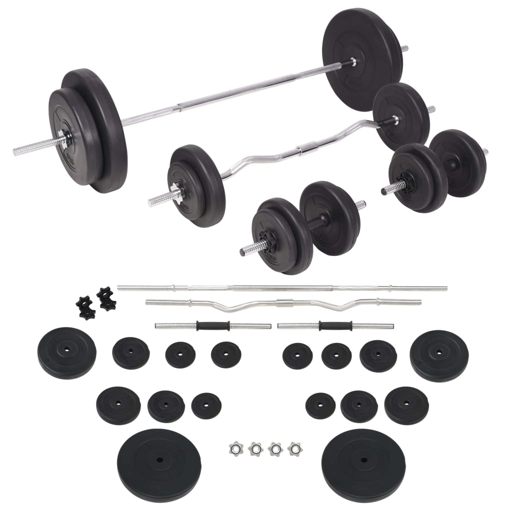 vidaXL Workout Bench with Weight Rack, Barbell and Dumbbell Set 90 kg