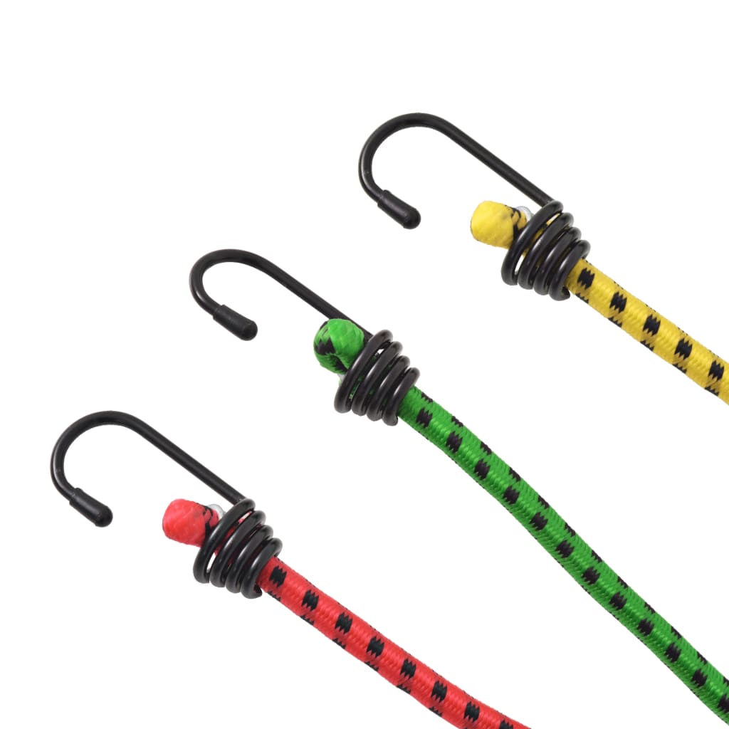 vidaXL 30 pcs Bungee Cords 60/80/100 cm Red Yellow Green