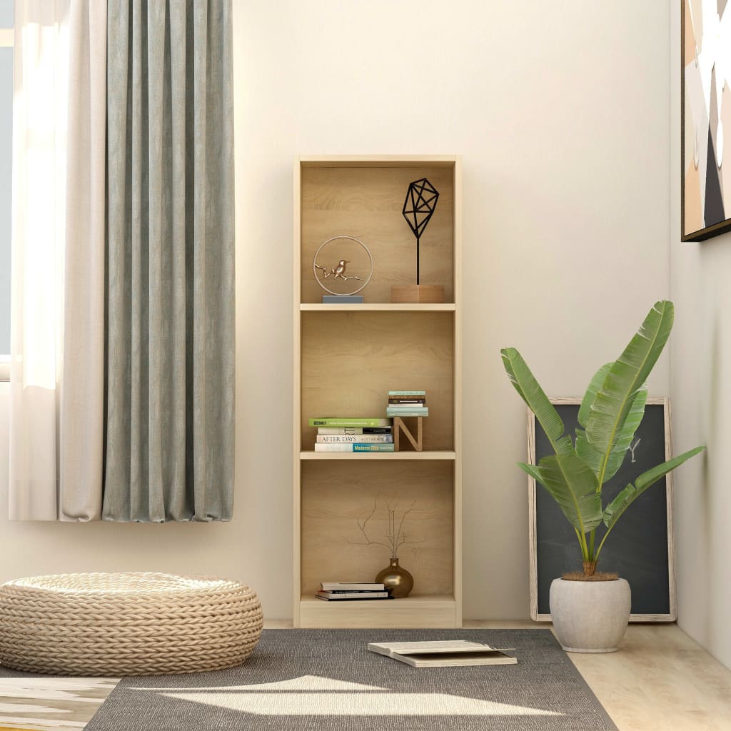 vidaXL 3-Tier Book Cabinet Sonoma Oak 40x24x108 cm Engineered Wood