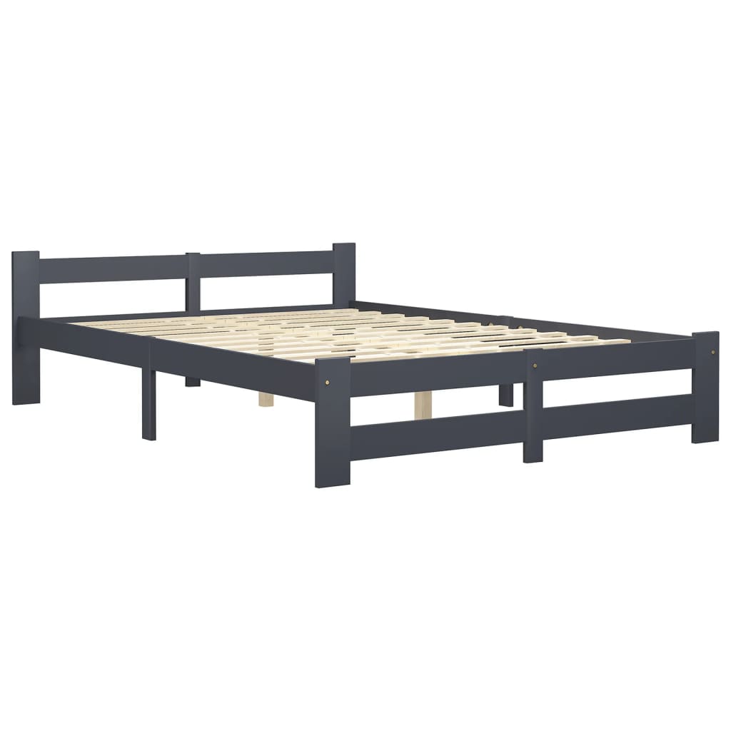 vidaXL Bed Frame Dark Grey Solid Pine Wood 140x200 cm