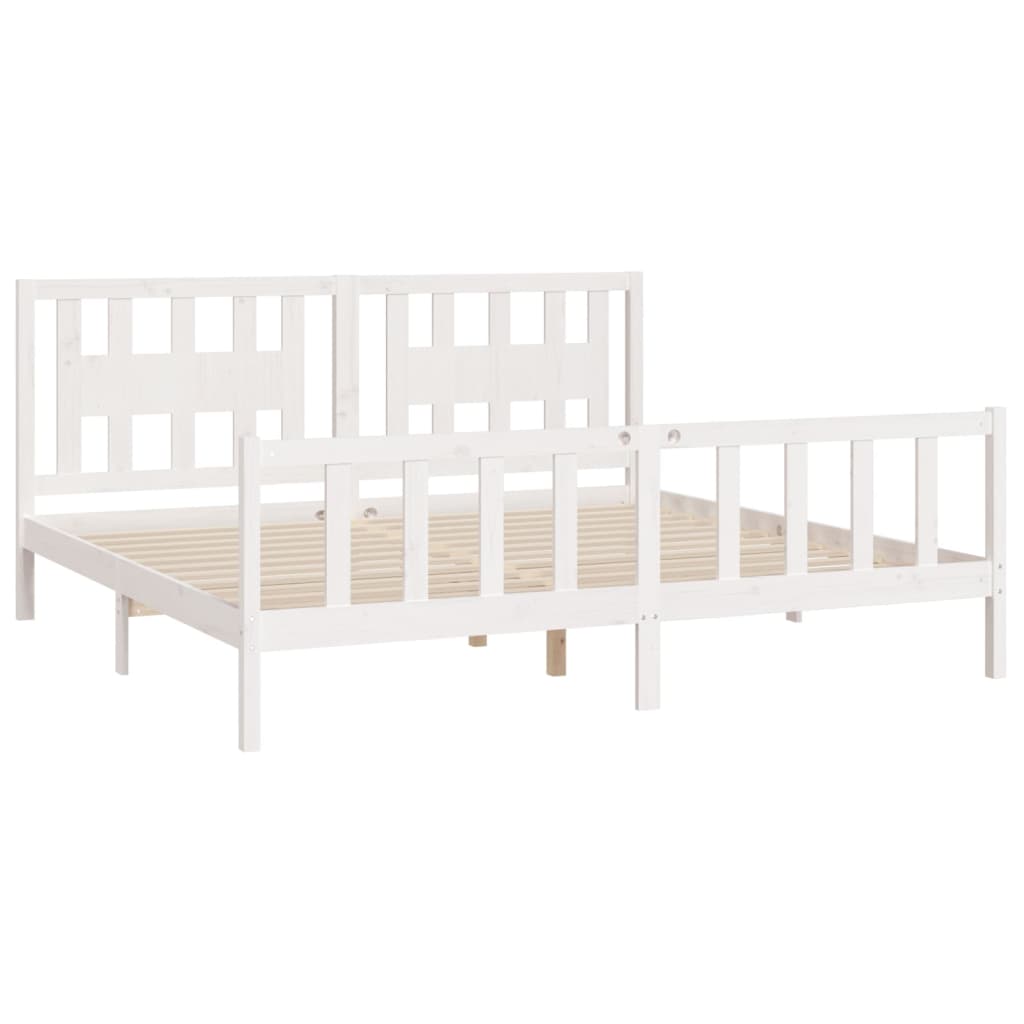 vidaXL Bed Frame with Headboard White Solid Wood Pine 200x200 cm