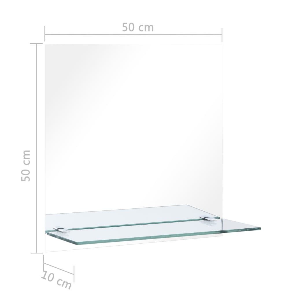 vidaXL Wall Mirror with Shelf 50x50 cm Tempered Glass