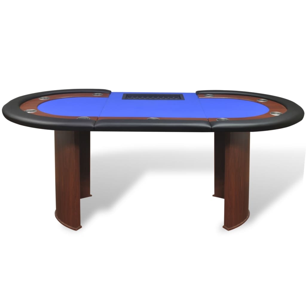 vidaXL 10-Player Poker Table with Dealer Area and Chip Tray Blue