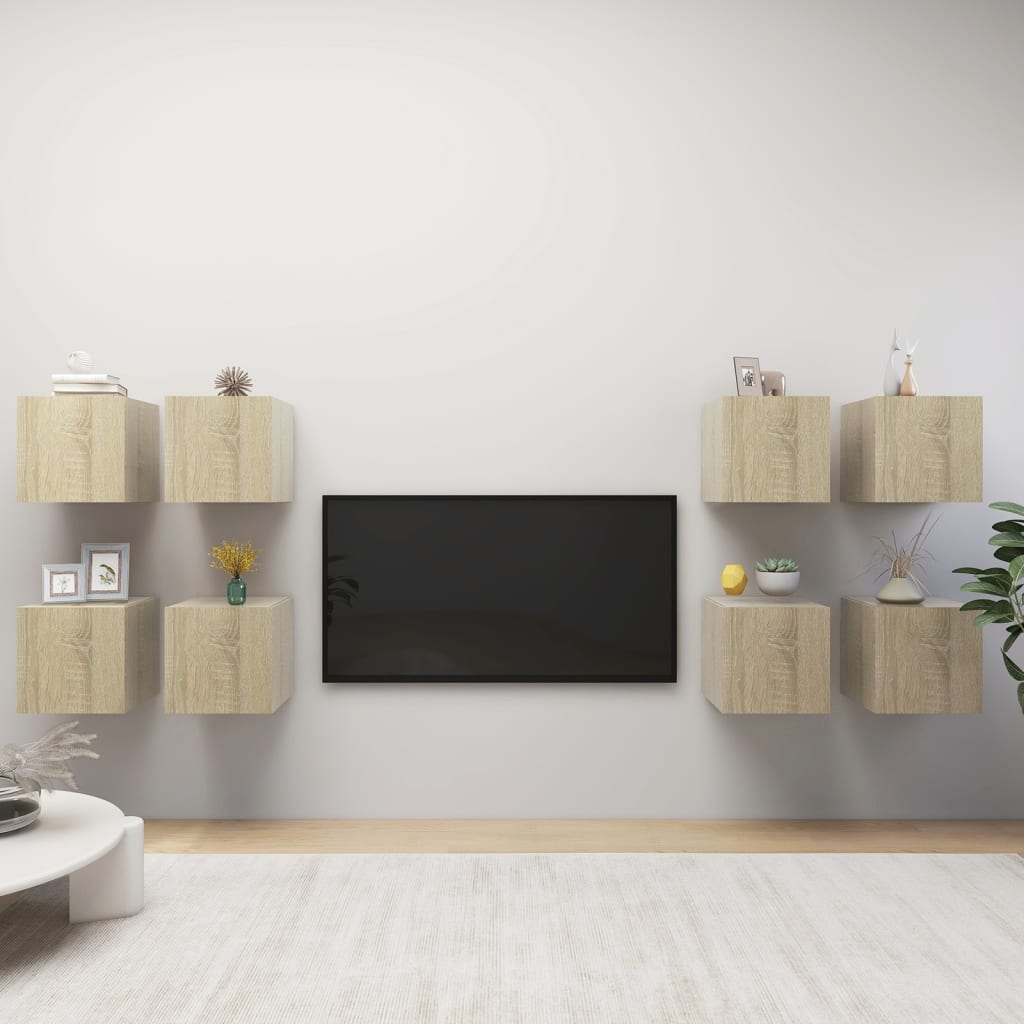 vidaXL Wall Mounted TV Cabinets 8 pcs Sonoma Oak 30.5x30x30 cm