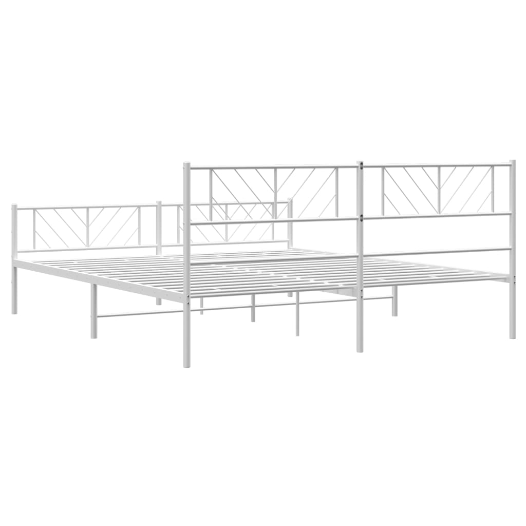 vidaXL Metal Bed Frame with Headboard and Footboard White 180x200 cm Super King