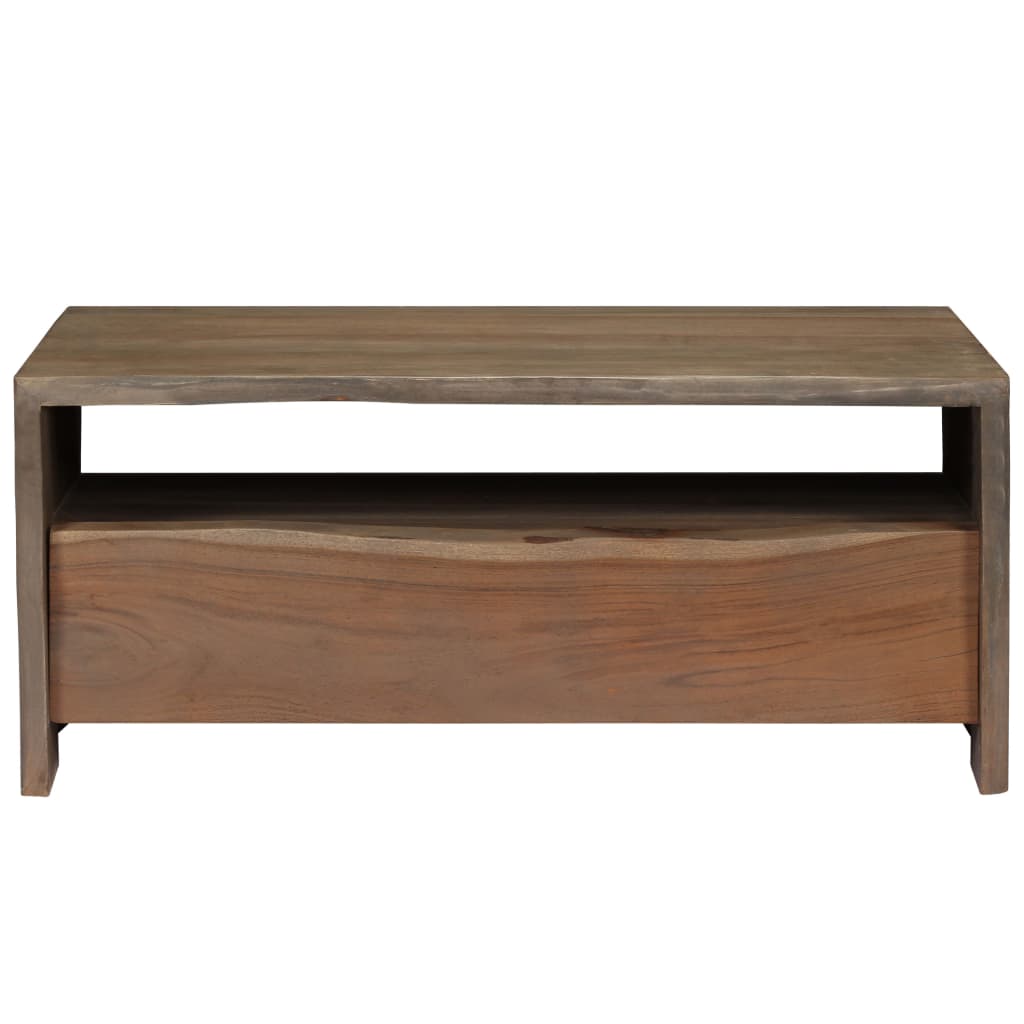 vidaXL Coffee Table Solid Acacia Wood Live Edges 90x50x40 cm Grey