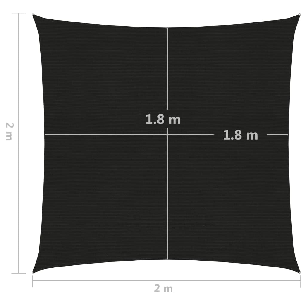 vidaXL Sunshade Sail 160 g/m² Black 2x2 m HDPE